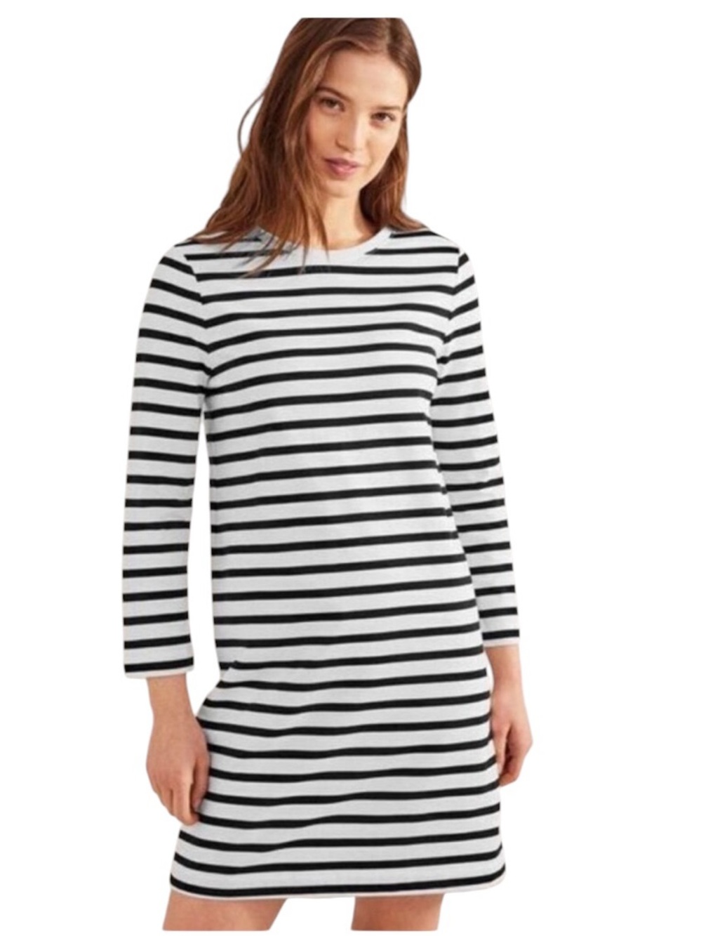Women’s Boden Classic Black and White Striped Shift Dress size 8
